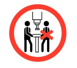 11500323064 Sticker Verbod met 2 personen tegelijk machine werken Ø50mm