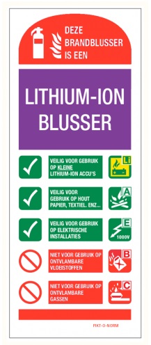 11500334196 Bord Lithium-ION blusser typeaanduiding 80 x 200mm
