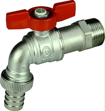 20406200003 Dubbeldienstkraan met slangpilaar R620 rood ½" R620X003