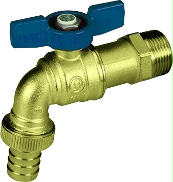 20406200063 Dubbeldienstkraan met slangpilaar R620 blauw ½" R620X006