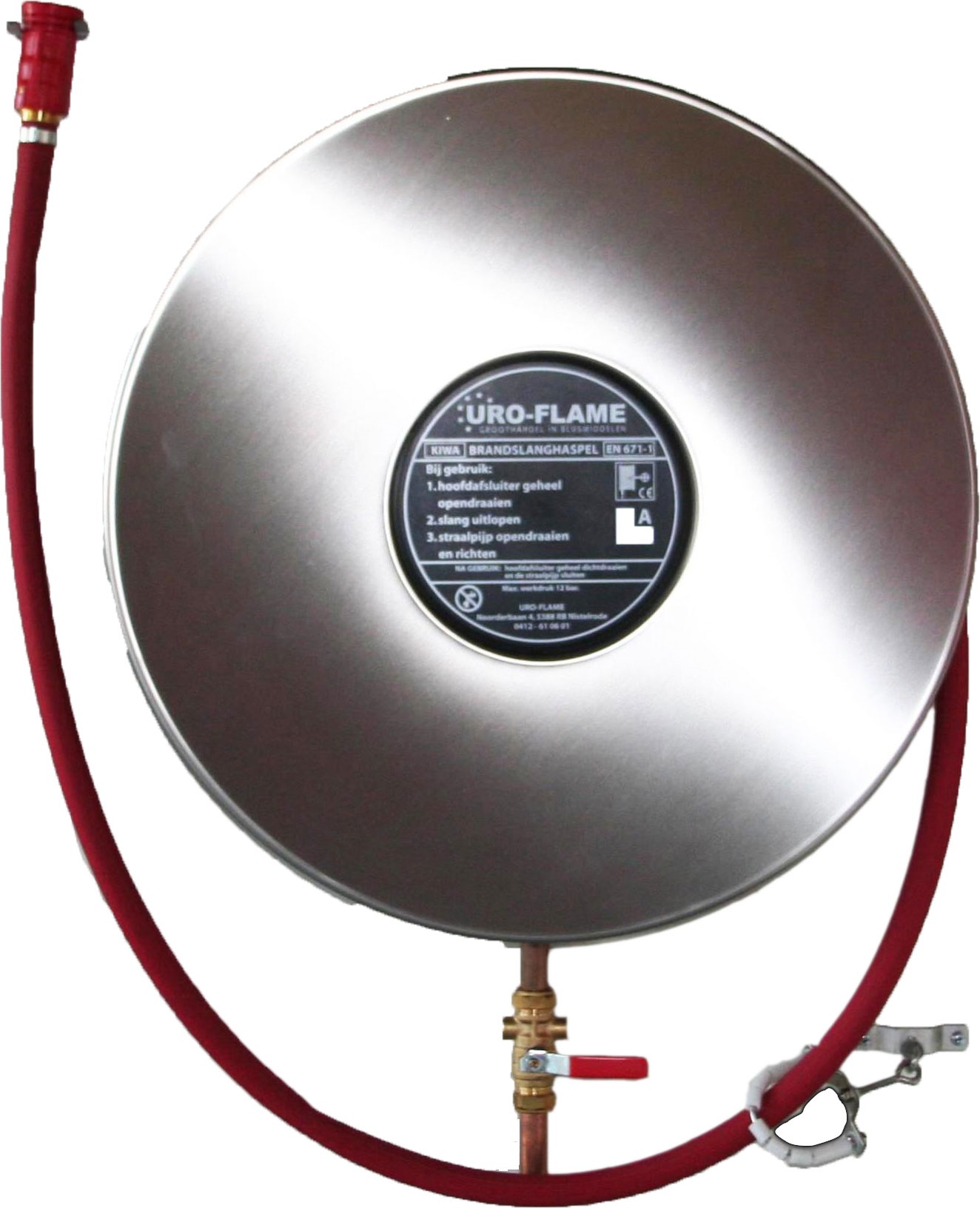 23025030625 Uro brandslanghaspel RVS 304 30mtr 1" bladm. 625 excl. m-set