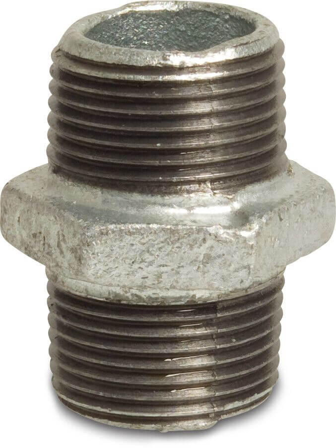 55022801010 Dubbele nippel Nr. 280 2x 2 1/2" bui.dr. gegalvaniseerd